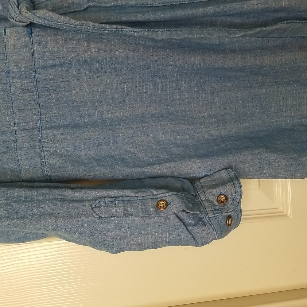 Cabela's Blue Denim Long Sleeve Chambray Shirt Dress Size Small Petite - Picture 3 of 12